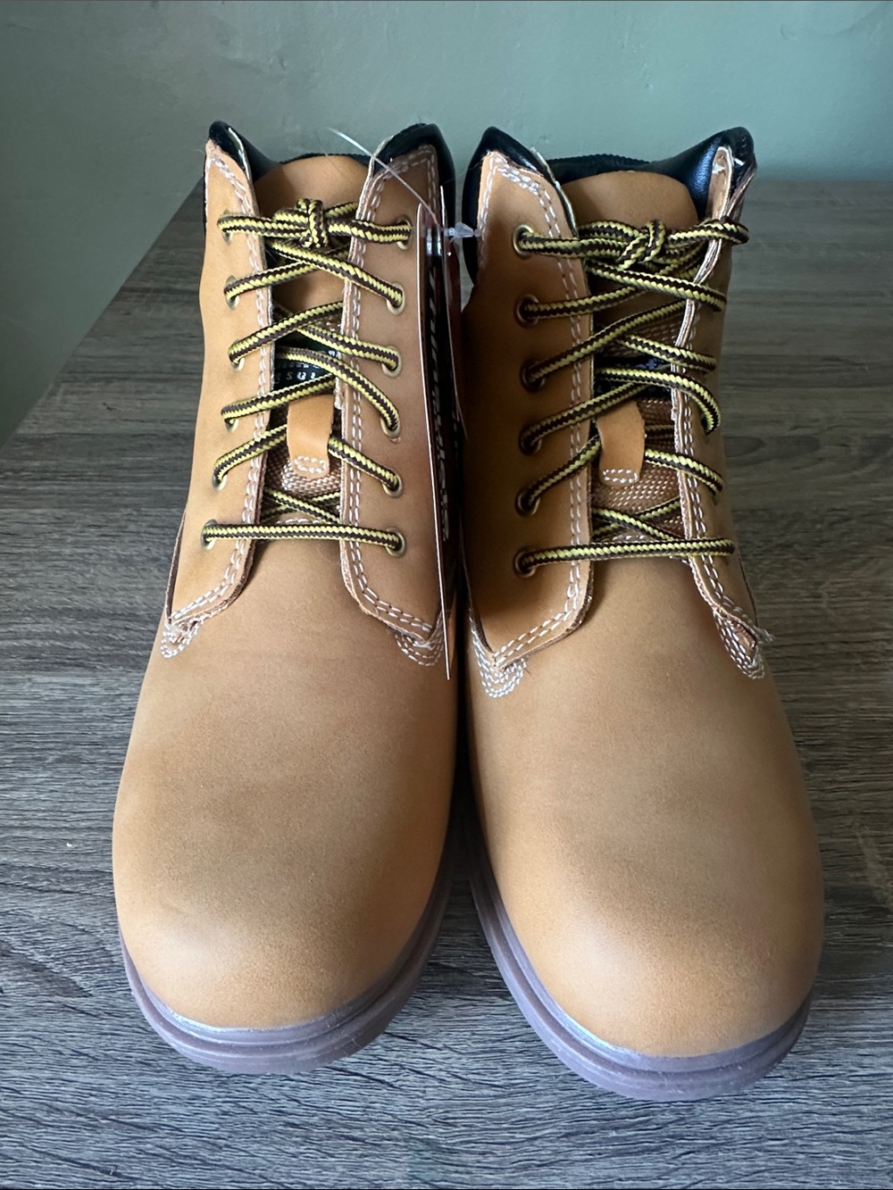 Deer Stags Tan Kids Boots with Yellow-Black Laces